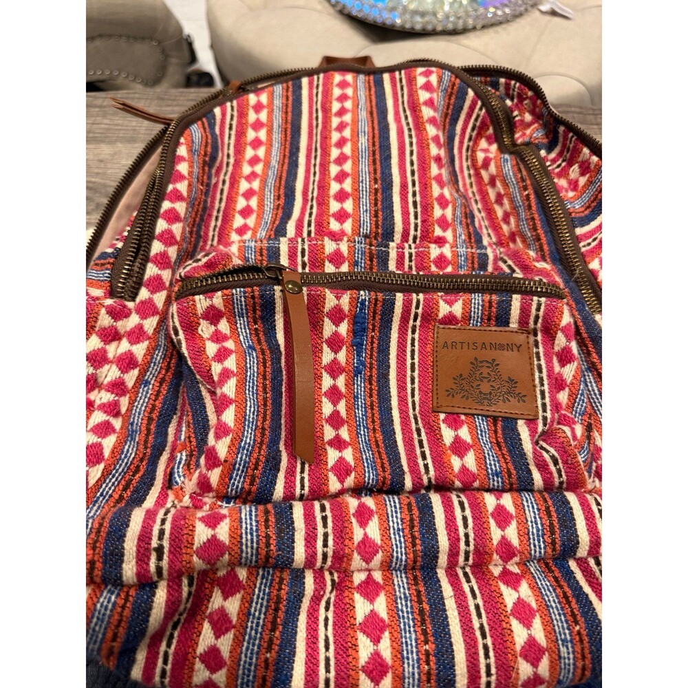 Artisan NY Women Pink Backpack One Size Pockets Leather Accents
